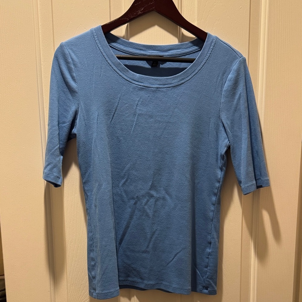 Banana Republic Factory Dusty Blue Scoop Neck Short Sleeve Top